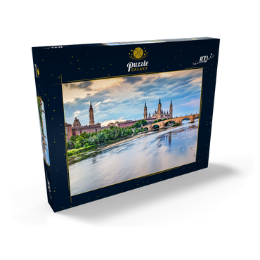 Darstellung des Puzzle Motivs Basilica de Nuestra Senora del Pilar am Ebro, Saragossa, Spanien 100 Puzzle Schachtel Ansicht2