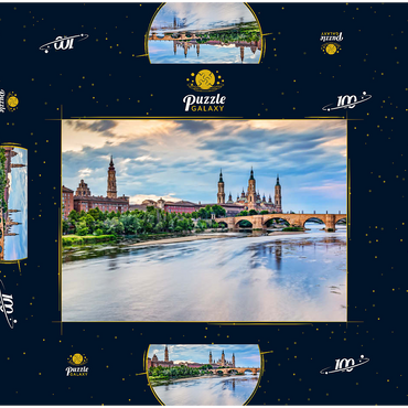 Darstellung des Puzzle Motivs Basilica de Nuestra Senora del Pilar am Ebro, Saragossa, Spanien 100 Puzzle Schachtel 3D Modell