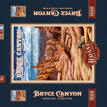 Darstellung des Puzzle Motivs Bryce Canyon National Park - Pillars of Stone, Vintage Travel Poster 1000 Puzzle Schachtel 3D Modell