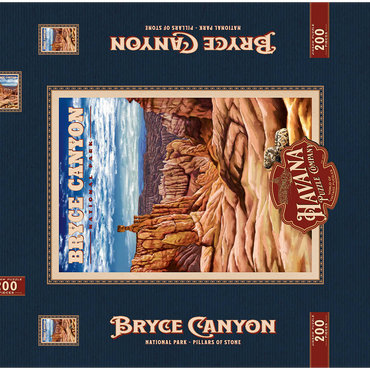Darstellung des Puzzle Motivs Bryce Canyon National Park - Pillars of Stone, Vintage Travel Poster 200 Puzzle Schachtel 3D Modell