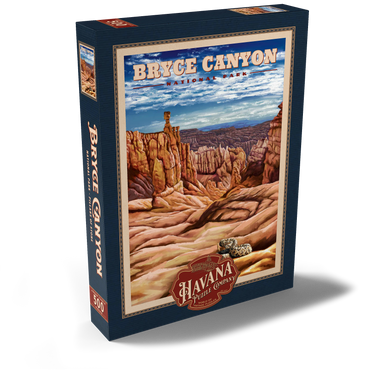 Darstellung des Puzzle Motivs Bryce Canyon National Park - Pillars of Stone, Vintage Travel Poster 500 Puzzle Schachtel Ansicht2