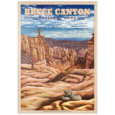 Darstellung des Puzzle Motivs puzzleplate Bryce Canyon National Park - Pillars of Stone, Vintage Travel Poster 500 Puzzle