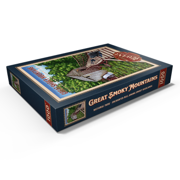 Darstellung des Puzzle Motivs Great Smoky Mountains National Park - Enchanted Mill Among Smoky Highlands, Vintage Travel Poster 1000 Puzzle Schachtel Ansicht1