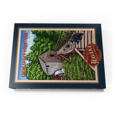 Darstellung des Puzzle Motivs Great Smoky Mountains National Park - Enchanted Mill Among Smoky Highlands, Vintage Travel Poster 1000 Puzzle Schachtel Ansicht3