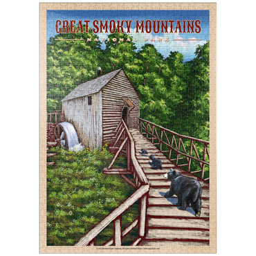 Darstellung des Puzzle Motivs puzzleplate Great Smoky Mountains National Park - Enchanted Mill Among Smoky Highlands, Vintage Travel Poster 1000 Puzzle