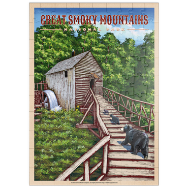 Darstellung des Puzzle Motivs puzzleplate Great Smoky Mountains National Park - Enchanted Mill Among Smoky Highlands, Vintage Travel Poster 100 Puzzle