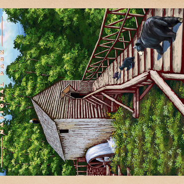 Darstellung des Puzzle Motivs Great Smoky Mountains National Park - Enchanted Mill Among Smoky Highlands, Vintage Travel Poster 100 Puzzle 3D Modell