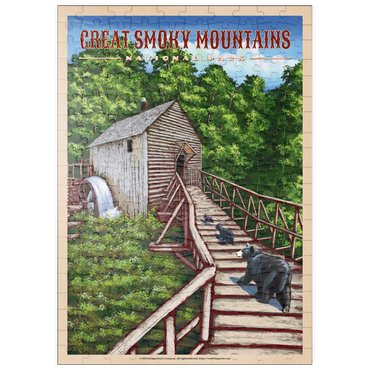 Darstellung des Puzzle Motivs puzzleplate Great Smoky Mountains National Park - Enchanted Mill Among Smoky Highlands, Vintage Travel Poster 200 Puzzle