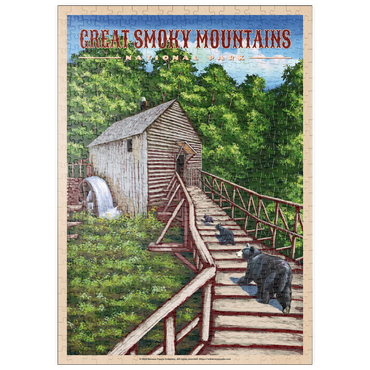 Darstellung des Puzzle Motivs puzzleplate Great Smoky Mountains National Park - Enchanted Mill Among Smoky Highlands, Vintage Travel Poster 500 Puzzle