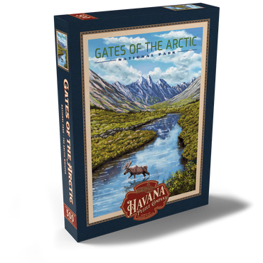 Darstellung des Puzzle Motivs Gates of the Arctic National Park - The Arctic Whisper, Vintage Travel Poster 500 Puzzle Schachtel Ansicht2