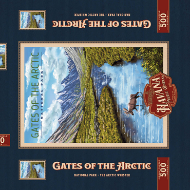 Darstellung des Puzzle Motivs Gates of the Arctic National Park - The Arctic Whisper, Vintage Travel Poster 500 Puzzle Schachtel 3D Modell