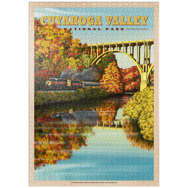 Darstellung des Puzzle Motivs puzzleplate Cuyahoga Valley - Train Journey through Autumn, Vintage Travel Poster 1000 Puzzle