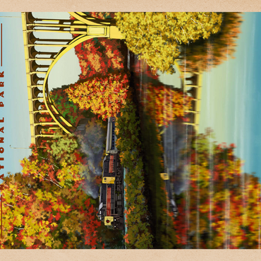 Darstellung des Puzzle Motivs Cuyahoga Valley - Train Journey through Autumn, Vintage Travel Poster 1000 Puzzle 3D Modell
