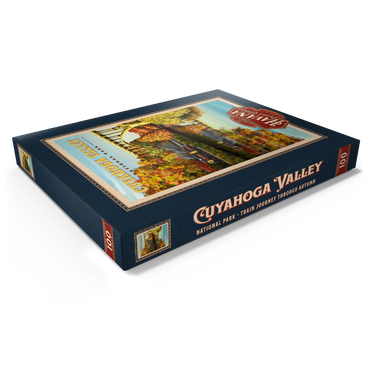 Darstellung des Puzzle Motivs Cuyahoga Valley - Train Journey through Autumn, Vintage Travel Poster 100 Puzzle Schachtel Ansicht1