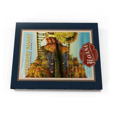 Darstellung des Puzzle Motivs Cuyahoga Valley - Train Journey through Autumn, Vintage Travel Poster 100 Puzzle Schachtel Ansicht3