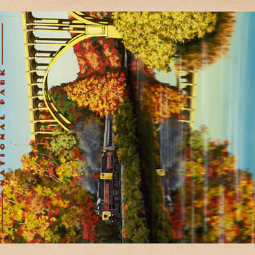 Darstellung des Puzzle Motivs Cuyahoga Valley - Train Journey through Autumn, Vintage Travel Poster 100 Puzzle 3D Modell