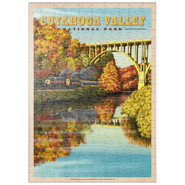 Darstellung des Puzzle Motivs puzzleplate Cuyahoga Valley - Train Journey through Autumn, Vintage Travel Poster 200 Puzzle