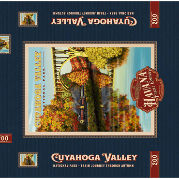 Darstellung des Puzzle Motivs Cuyahoga Valley - Train Journey through Autumn, Vintage Travel Poster 200 Puzzle Schachtel 3D Modell