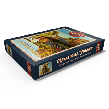 Darstellung des Puzzle Motivs Cuyahoga Valley - Train Journey through Autumn, Vintage Travel Poster 500 Puzzle Schachtel Ansicht1