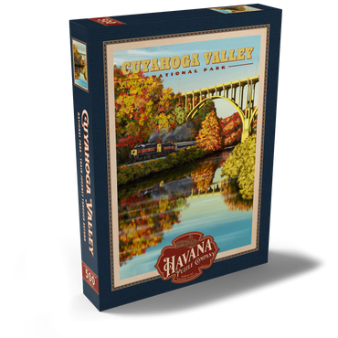 Darstellung des Puzzle Motivs Cuyahoga Valley - Train Journey through Autumn, Vintage Travel Poster 500 Puzzle Schachtel Ansicht2