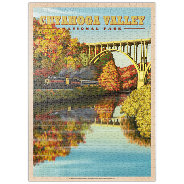 Darstellung des Puzzle Motivs puzzleplate Cuyahoga Valley - Train Journey through Autumn, Vintage Travel Poster 500 Puzzle