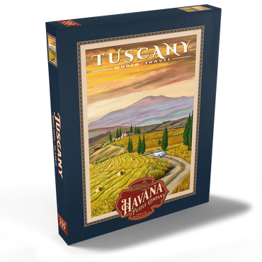 Darstellung des Puzzle Motivs Tuscany - Val d’Orcia, Vintage Travel Poster 200 Puzzle Schachtel Ansicht2