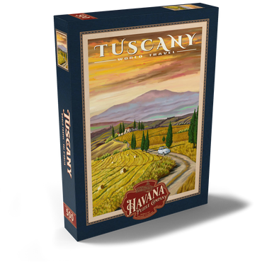 Darstellung des Puzzle Motivs Tuscany - Val d’Orcia, Vintage Travel Poster 500 Puzzle Schachtel Ansicht2