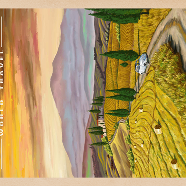 Darstellung des Puzzle Motivs Tuscany - Val d’Orcia, Vintage Travel Poster 500 Puzzle 3D Modell