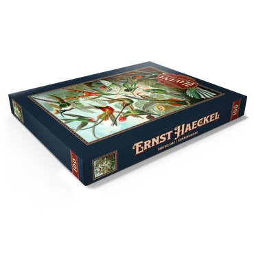 Darstellung des Puzzle Motivs Hummingbirds and Trochilidae (Kolibris), Vintage Art Poster, Ernst Haeckel 100 Puzzle Schachtel Ansicht1