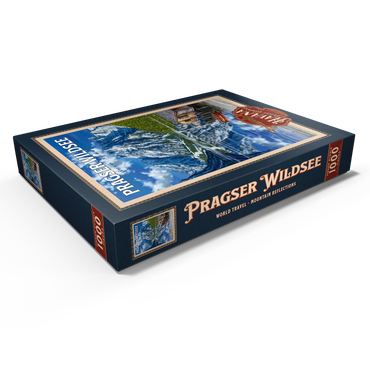 Darstellung des Puzzle Motivs Pragser Wildsee - Mountain Reflections, Vintage Travel Poster 1000 Puzzle Schachtel Ansicht1