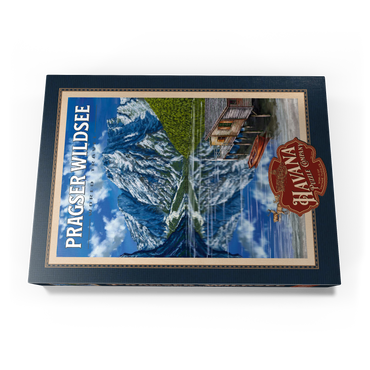 Darstellung des Puzzle Motivs Pragser Wildsee - Mountain Reflections, Vintage Travel Poster 1000 Puzzle Schachtel Ansicht3