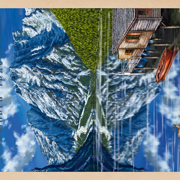 Darstellung des Puzzle Motivs Pragser Wildsee - Mountain Reflections, Vintage Travel Poster 1000 Puzzle 3D Modell