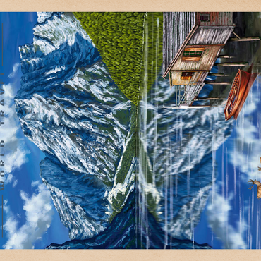 Darstellung des Puzzle Motivs Pragser Wildsee - Mountain Reflections, Vintage Travel Poster 100 Puzzle 3D Modell