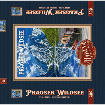 Darstellung des Puzzle Motivs Pragser Wildsee - Mountain Reflections, Vintage Travel Poster 200 Puzzle Schachtel 3D Modell