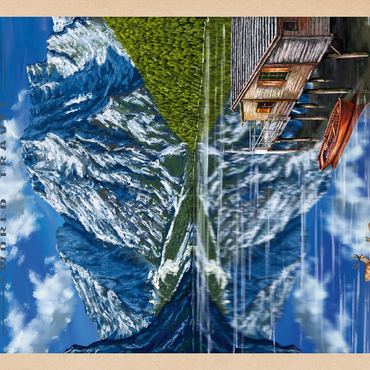 Darstellung des Puzzle Motivs Pragser Wildsee - Mountain Reflections, Vintage Travel Poster 500 Puzzle 3D Modell