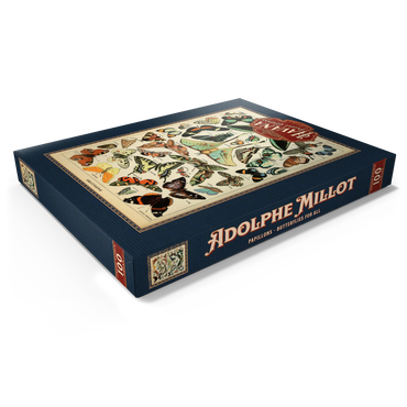 Darstellung des Puzzle Motivs Papillons - Butterflies For All, Vintage Art Poster, Adolphe Millot 100 Puzzle Schachtel Ansicht1