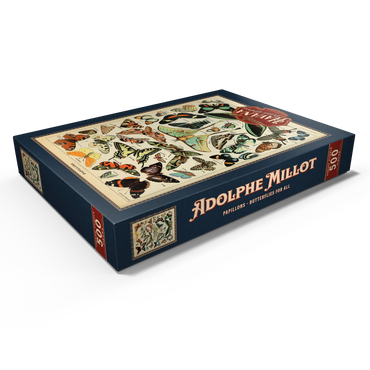 Darstellung des Puzzle Motivs Papillons - Butterflies For All, Vintage Art Poster, Adolphe Millot 500 Puzzle Schachtel Ansicht1
