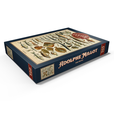 Darstellung des Puzzle Motivs Fish For All, Vintage Art Poster, Adolphe Millot 500 Puzzle Schachtel Ansicht1