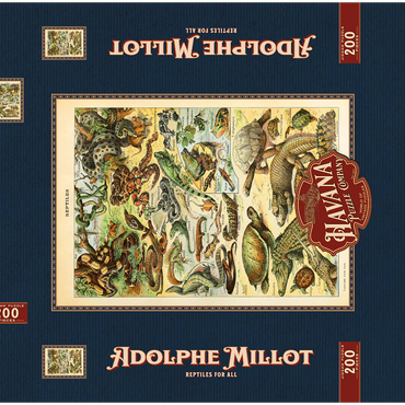 Darstellung des Puzzle Motivs Reptiles For All, Vintage Art Poster, Adolphe Millot 200 Puzzle Schachtel 3D Modell