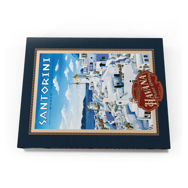 Darstellung des Puzzle Motivs Greece Santorini - In Blue and White, Vintage Travel Poster 100 Puzzle Schachtel Ansicht3