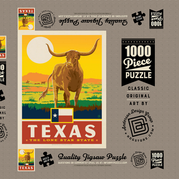Darstellung des Puzzle Motivs Texas: The Lone Star State, State Pride Vintage Poster 1000 Puzzle Schachtel 3D Modell