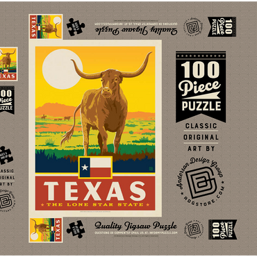 Darstellung des Puzzle Motivs Texas: The Lone Star State, State Pride Vintage Poster 100 Puzzle Schachtel 3D Modell