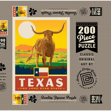 Darstellung des Puzzle Motivs Texas: The Lone Star State, State Pride Vintage Poster 200 Puzzle Schachtel 3D Modell