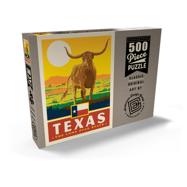 Darstellung des Puzzle Motivs Texas: The Lone Star State, State Pride Vintage Poster 500 Puzzle Schachtel Ansicht2