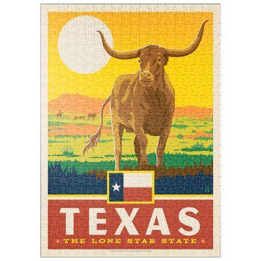 Darstellung des Puzzle Motivs puzzleplate Texas: The Lone Star State, State Pride Vintage Poster 500 Puzzle