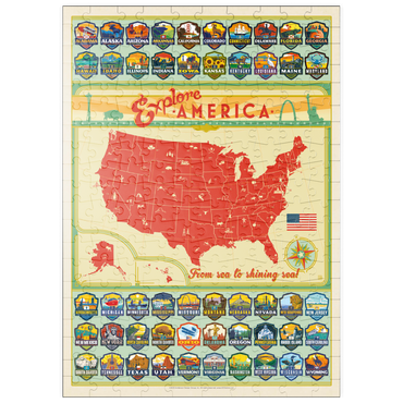 Darstellung des Puzzle Motivs puzzleplate Entdecke Amerika: 50 Staatswappen, Vintage Poster 200 Puzzle
