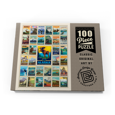 Darstellung des Puzzle Motivs Alaska: Multi-Image Print, State Pride Vintage Poster 100 Puzzle Schachtel Ansicht3