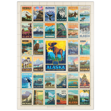 Darstellung des Puzzle Motivs puzzleplate Alaska: Multi-Image Print, State Pride Vintage Poster 100 Puzzle