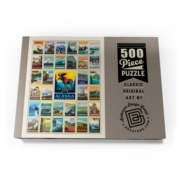 Darstellung des Puzzle Motivs Alaska: Multi-Image Print, State Pride Vintage Poster 500 Puzzle Schachtel Ansicht3