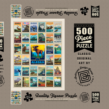 Darstellung des Puzzle Motivs Alaska: Multi-Image Print, State Pride Vintage Poster 500 Puzzle Schachtel 3D Modell